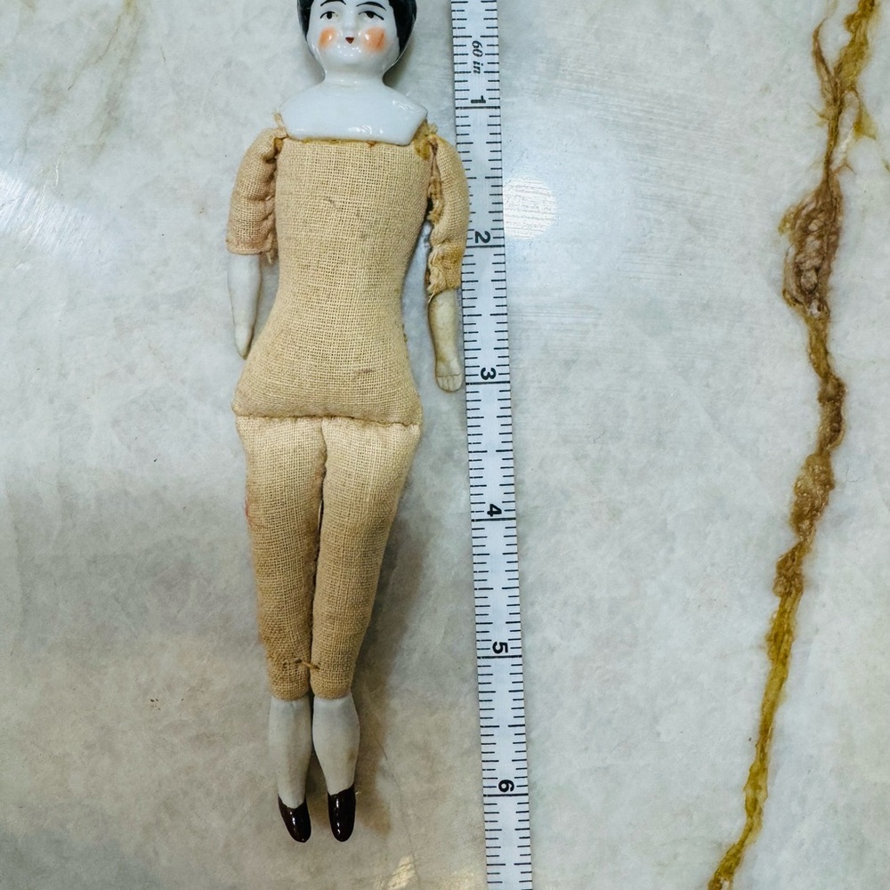 Antique Hertwig Lowbrow China Head Doll Germany 6” Porcelain Bisque c1900 - Picture 9 of 9